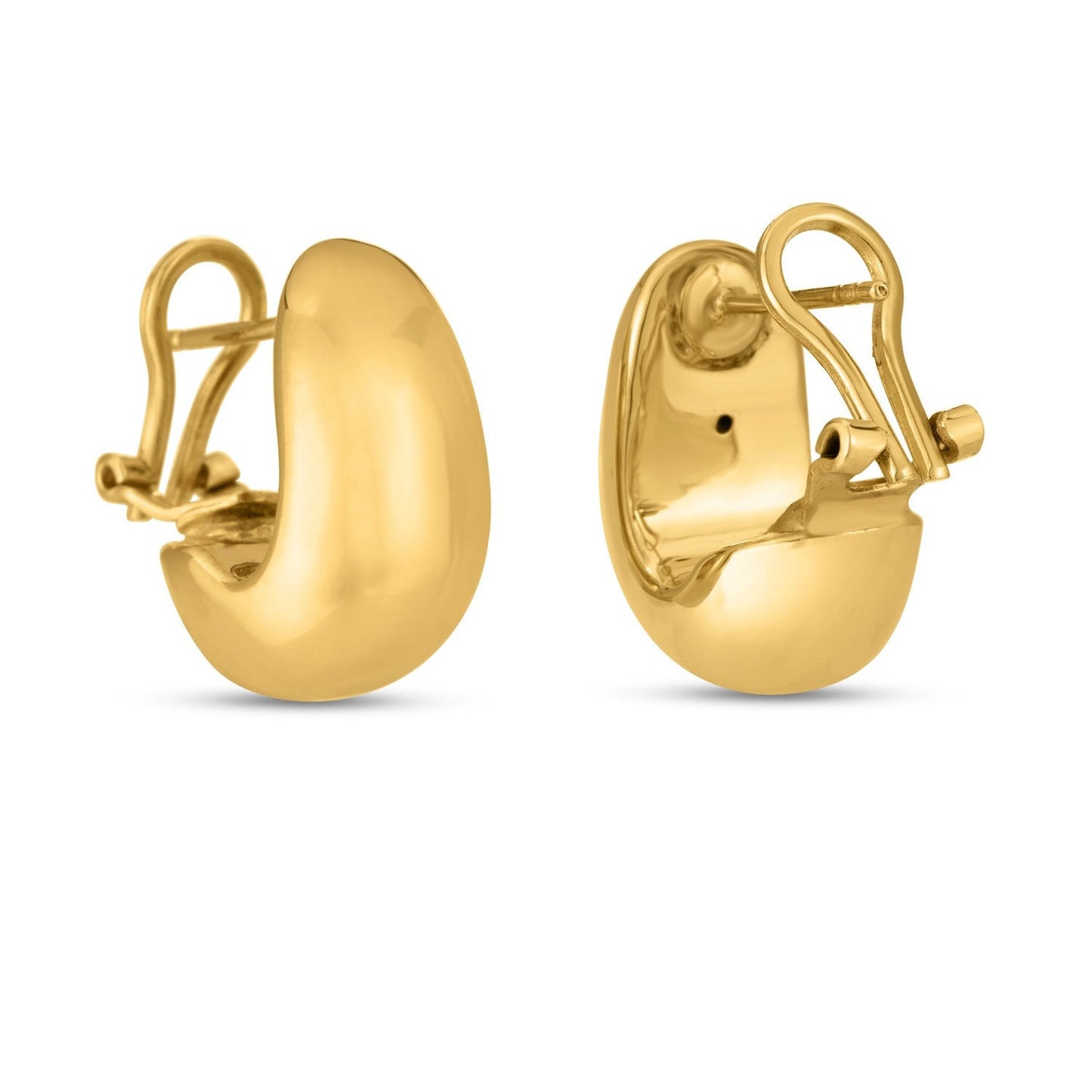 14k Yellow Gold Fancy Omega Hoop Earrings