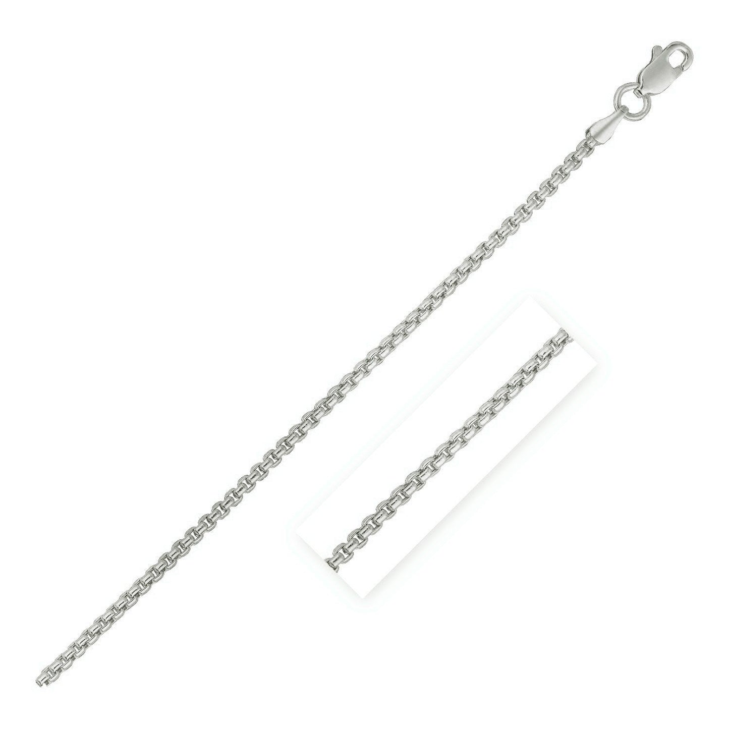 14k White Gold Round Box Chain - 1.35 mm