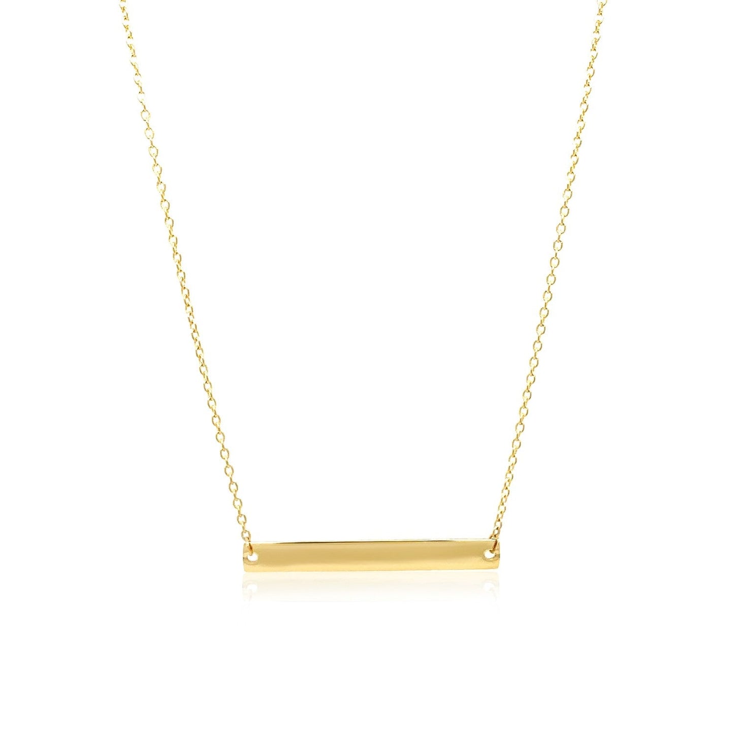 14k Yellow Gold Smooth Flat Horizontal Bar Necklace