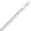Bracelet en chaîne circulaire striée en argent sterling avec plaquage en rhodium