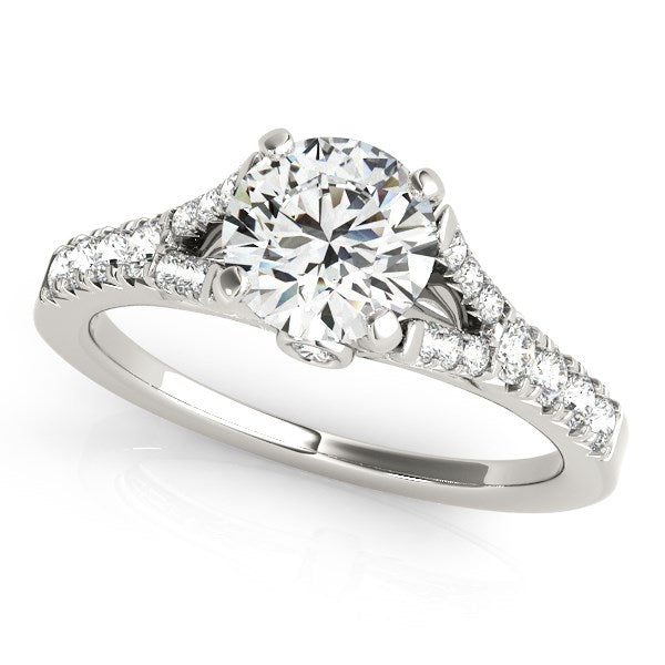 14k White Gold Split Shank Diamond Engagement Ring