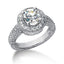 Monture semi-montée en diamant halo vintage en or blanc 14k