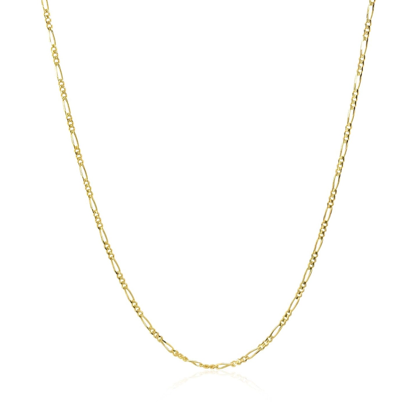 Cadena Figaro Sólida de Oro Amarillo de 14k - 1.3mm