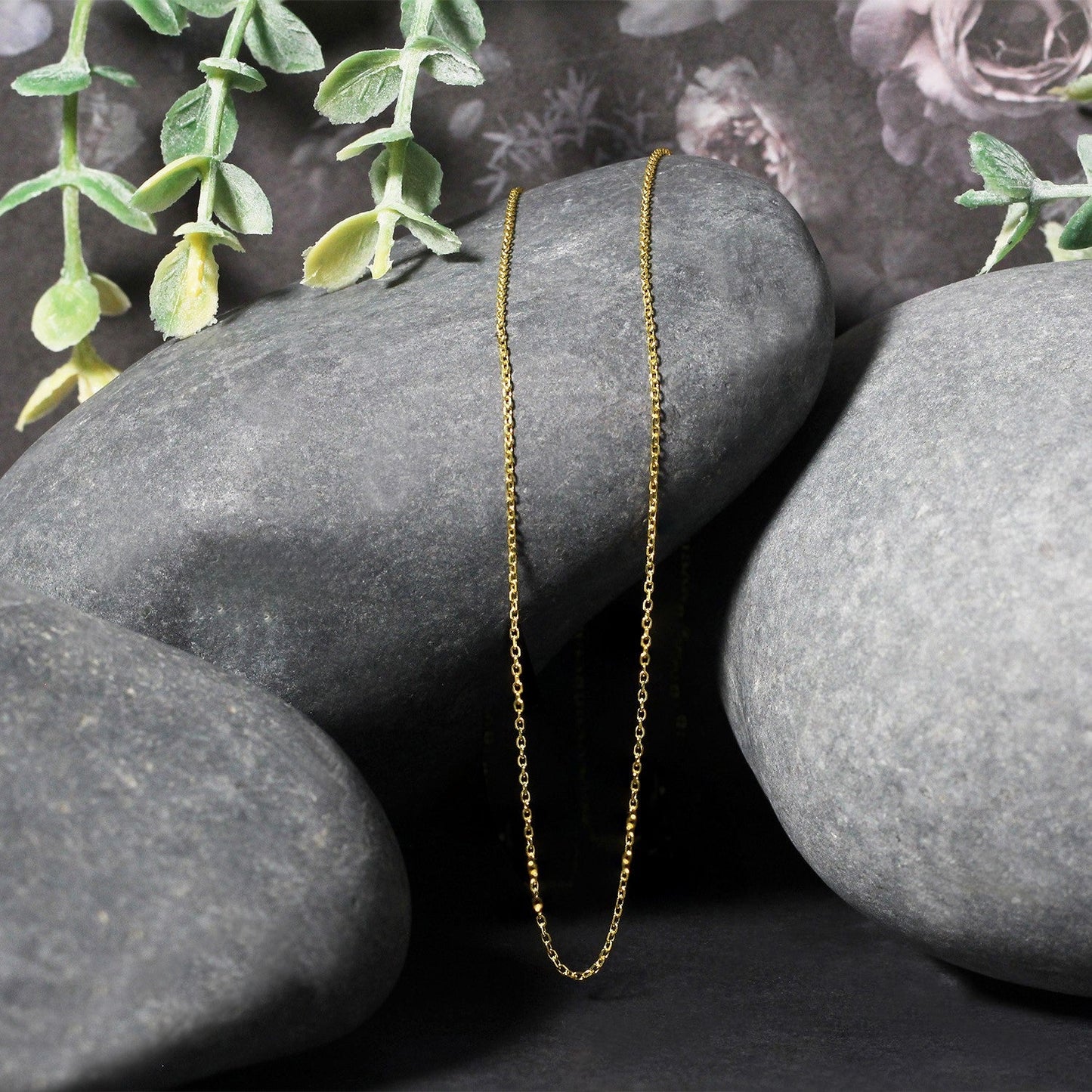 14k Yellow Gold Diamond Cut Cable Link Chain - 0.8mm