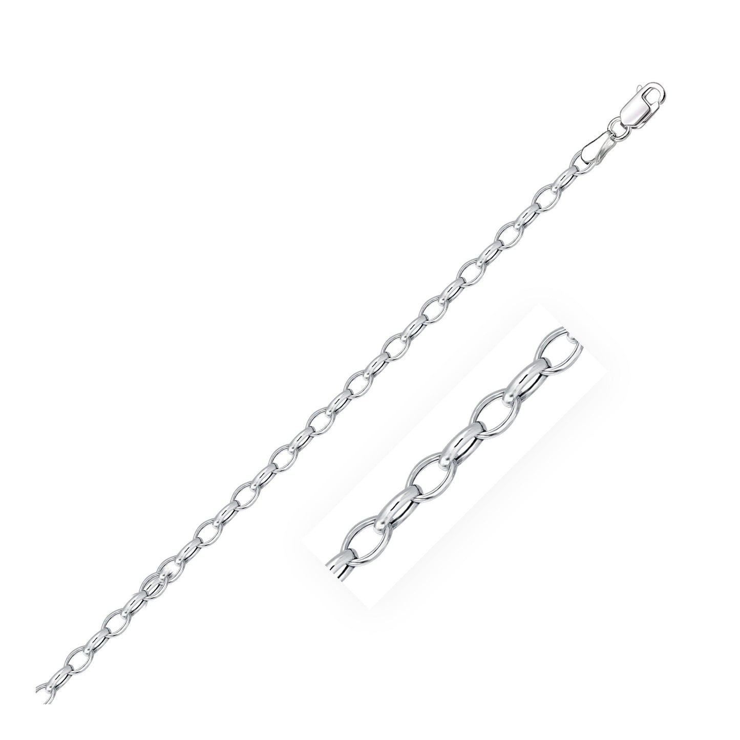 14k White Gold Oval Rolo Bracelet - 3.2mm