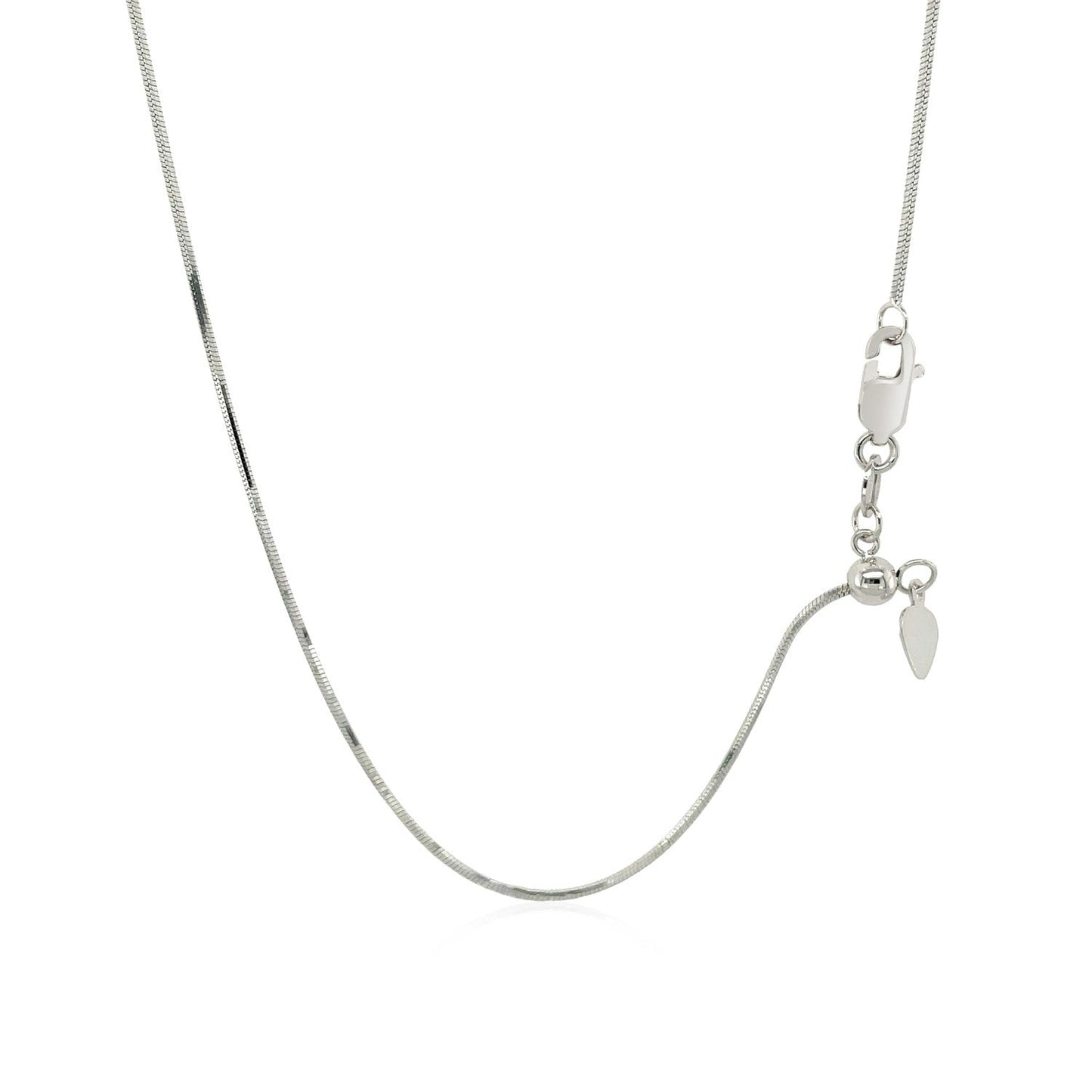 Collier en chaîne serpent ajustable en or blanc 14 carats