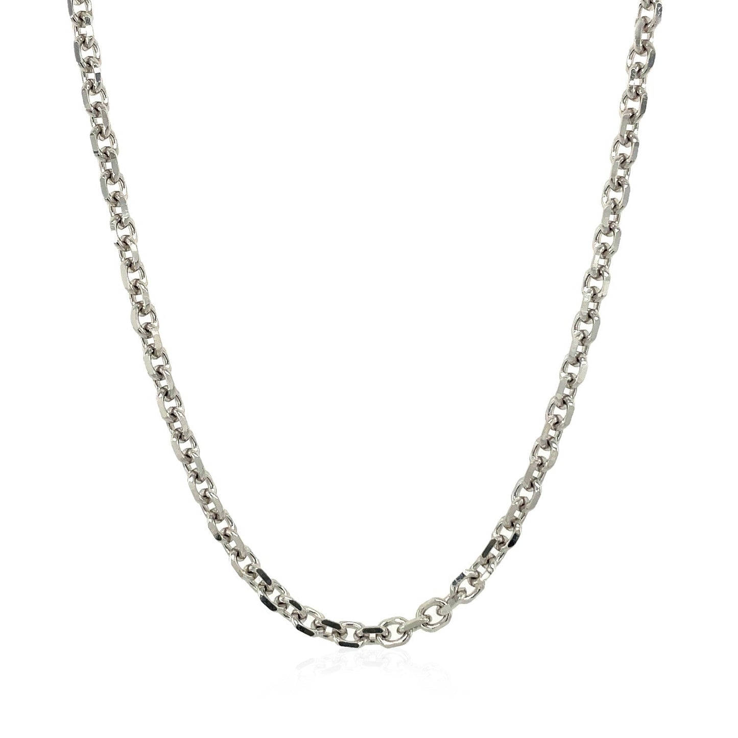14k White Gold Diamond Cut Cable Link Chain - 2.90 mm