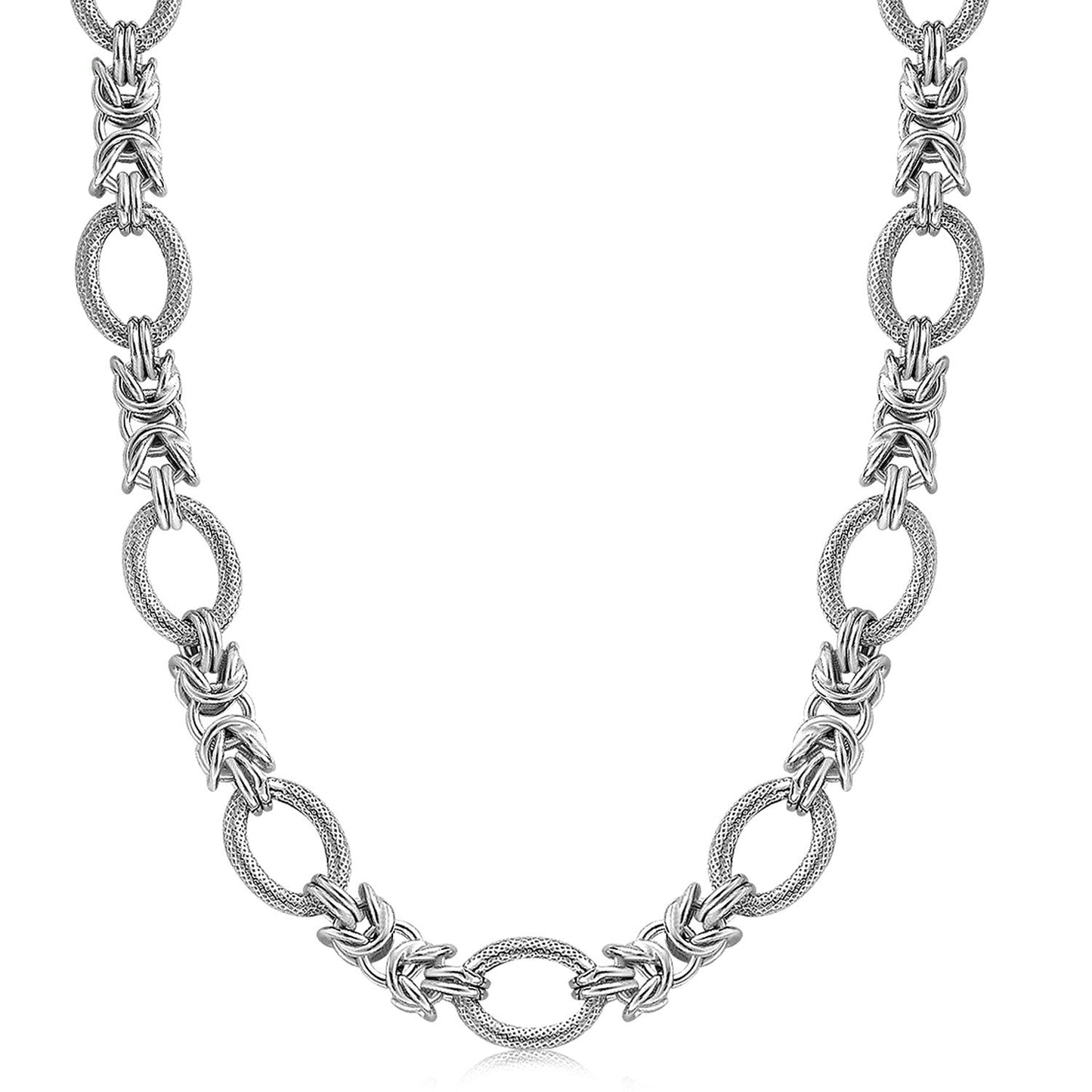 Sterling Silver Rhodium Plated Knot Style Necklace