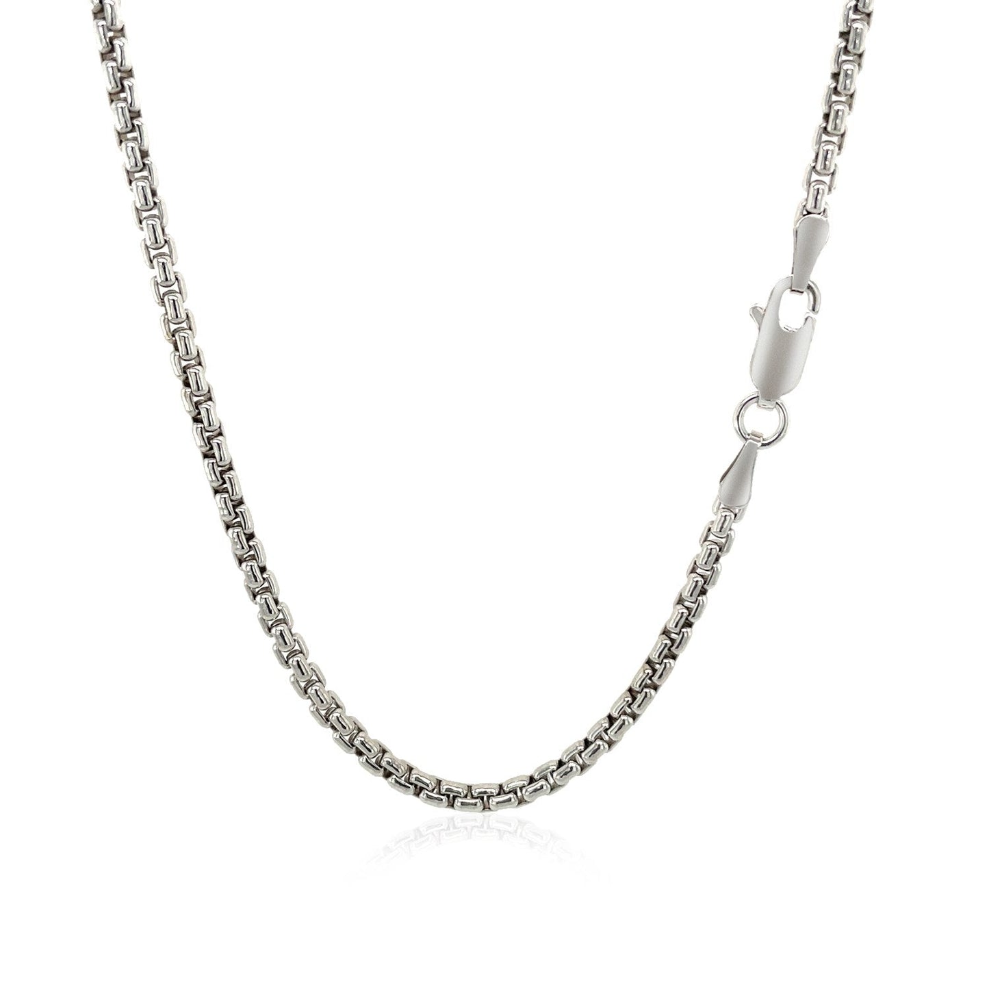 Cadena de Caja Redonda de 2.4mm en Oro Blanco de 14k