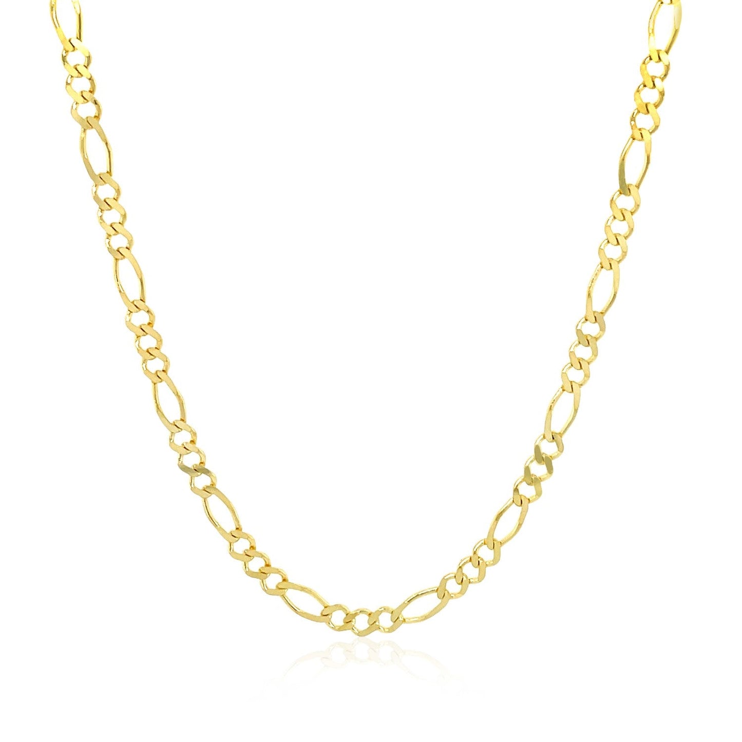 Cadena Figaro Sólida de Oro Amarillo de 14k de 2.8mm