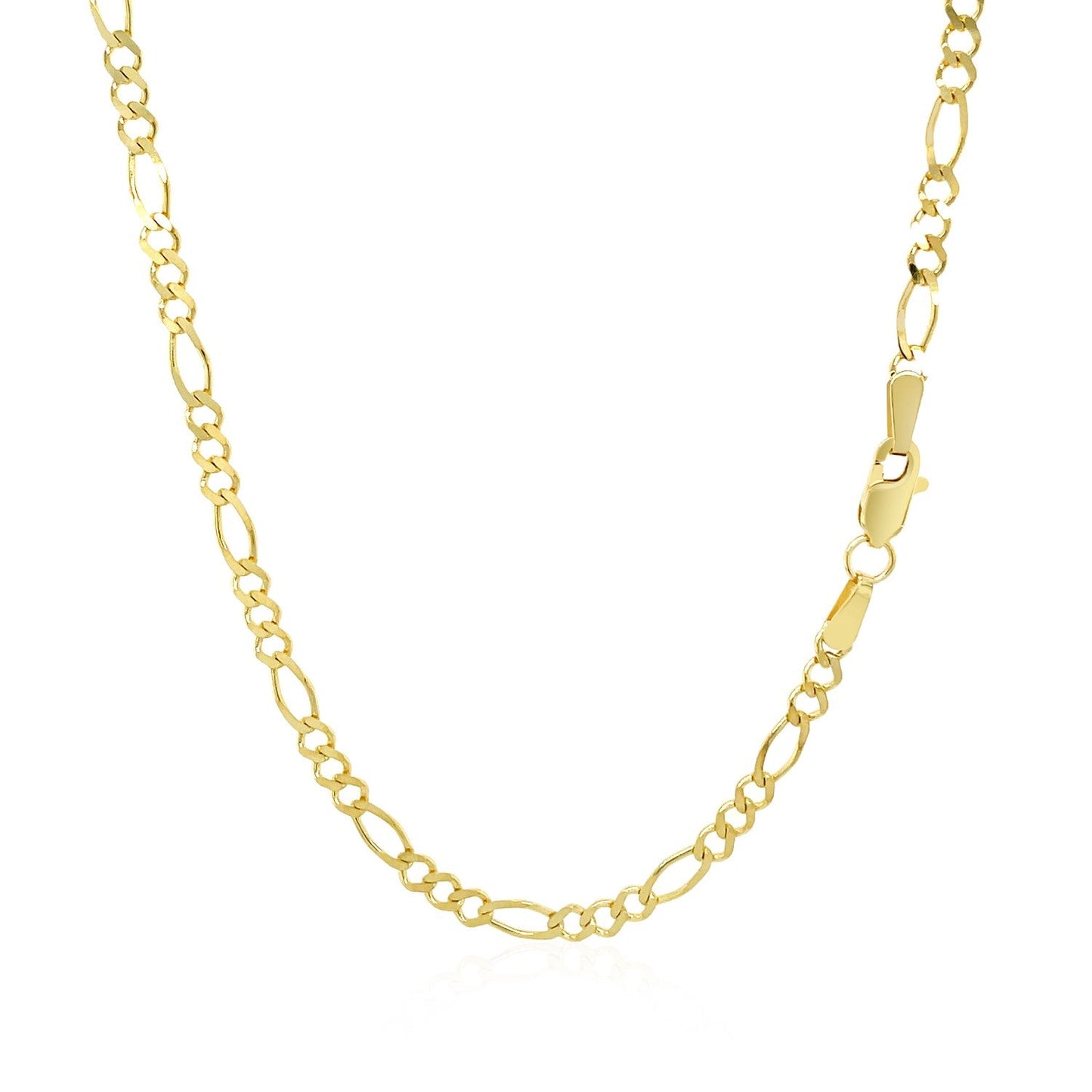 Cadena Figaro Sólida de Oro Amarillo de 14k de 2.8mm