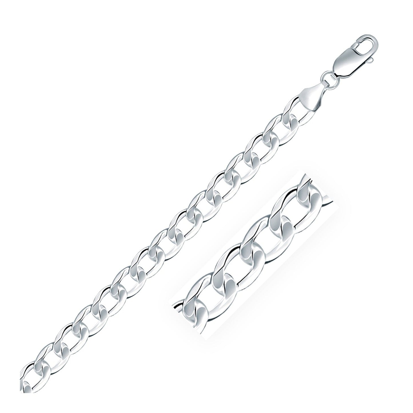 Collier en chaîne curb en argent sterling plaqué rhodium