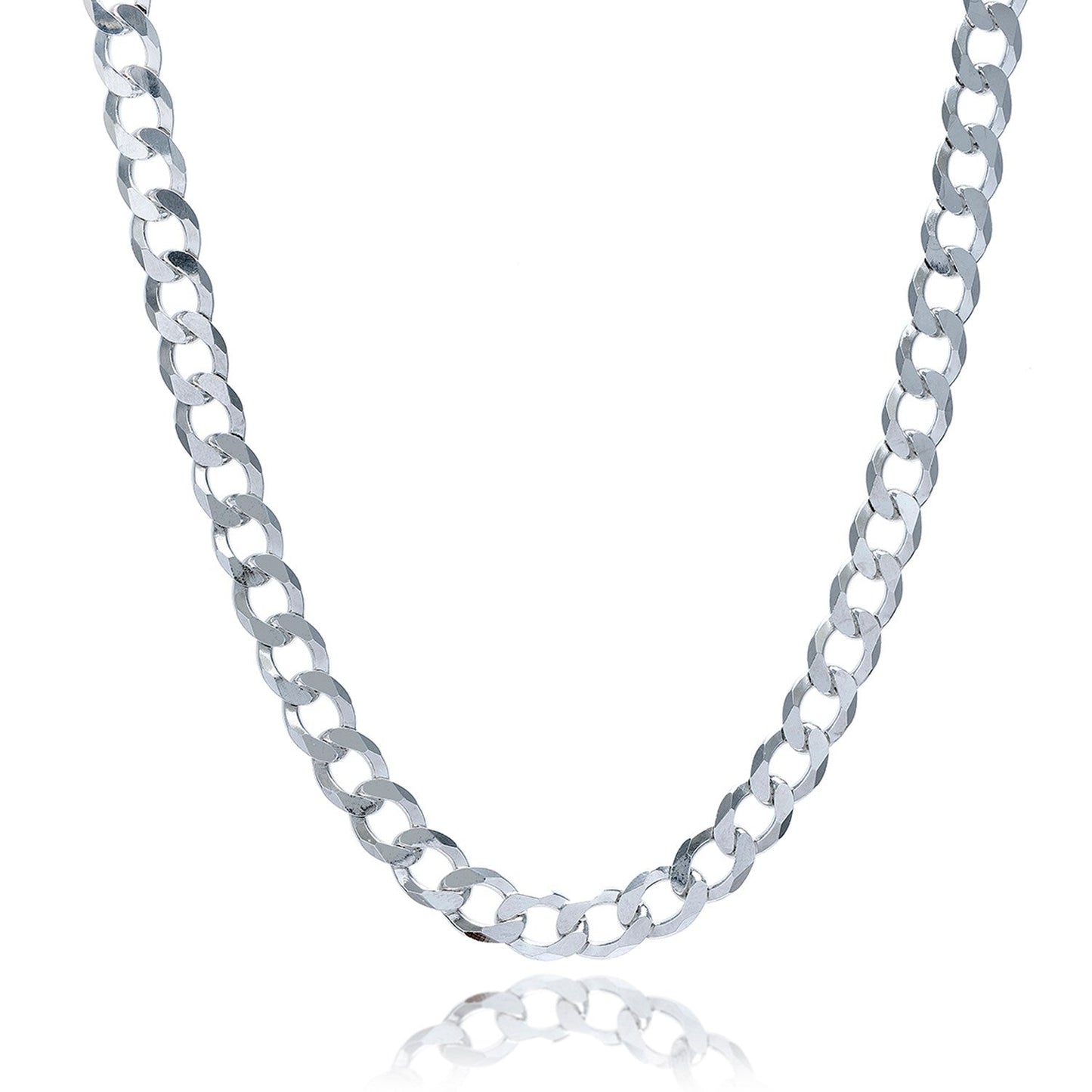 Collier en chaîne curb en argent sterling plaqué rhodium