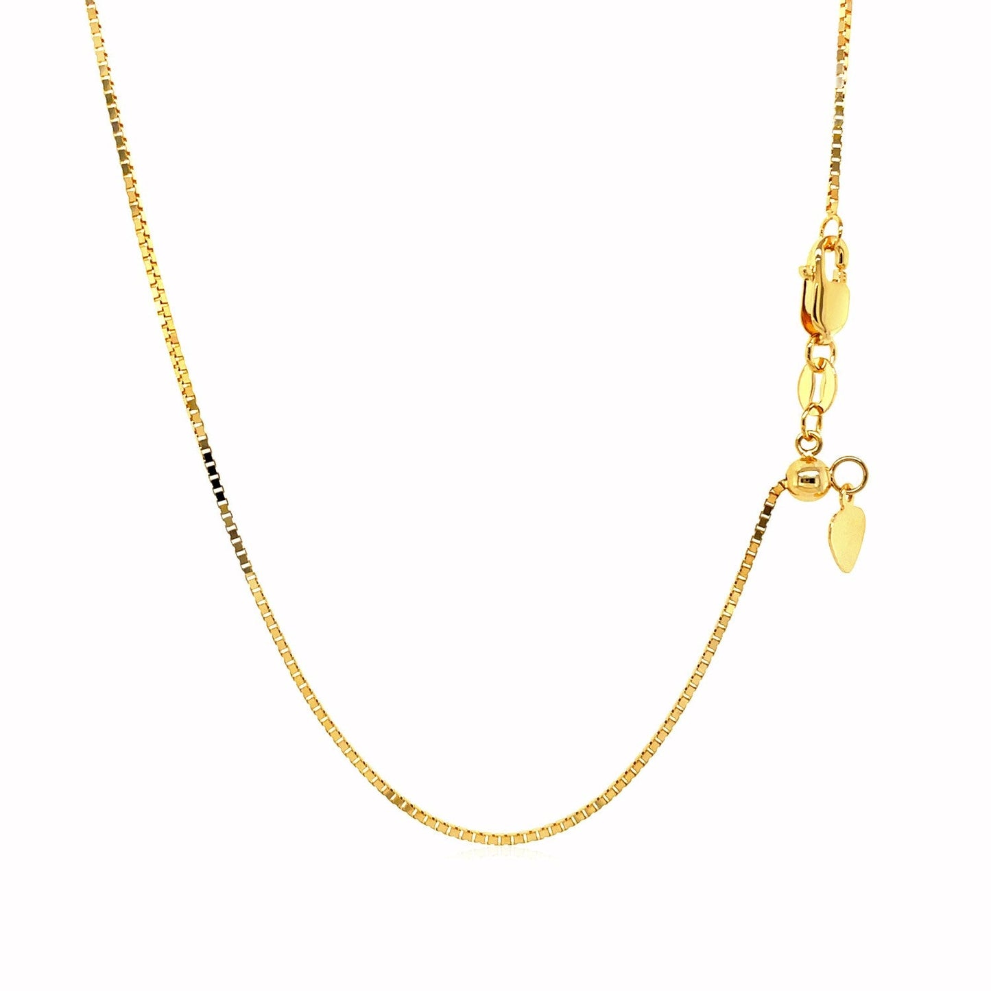 Cadena de caja ajustable de oro amarillo de 14k - 0.85mm