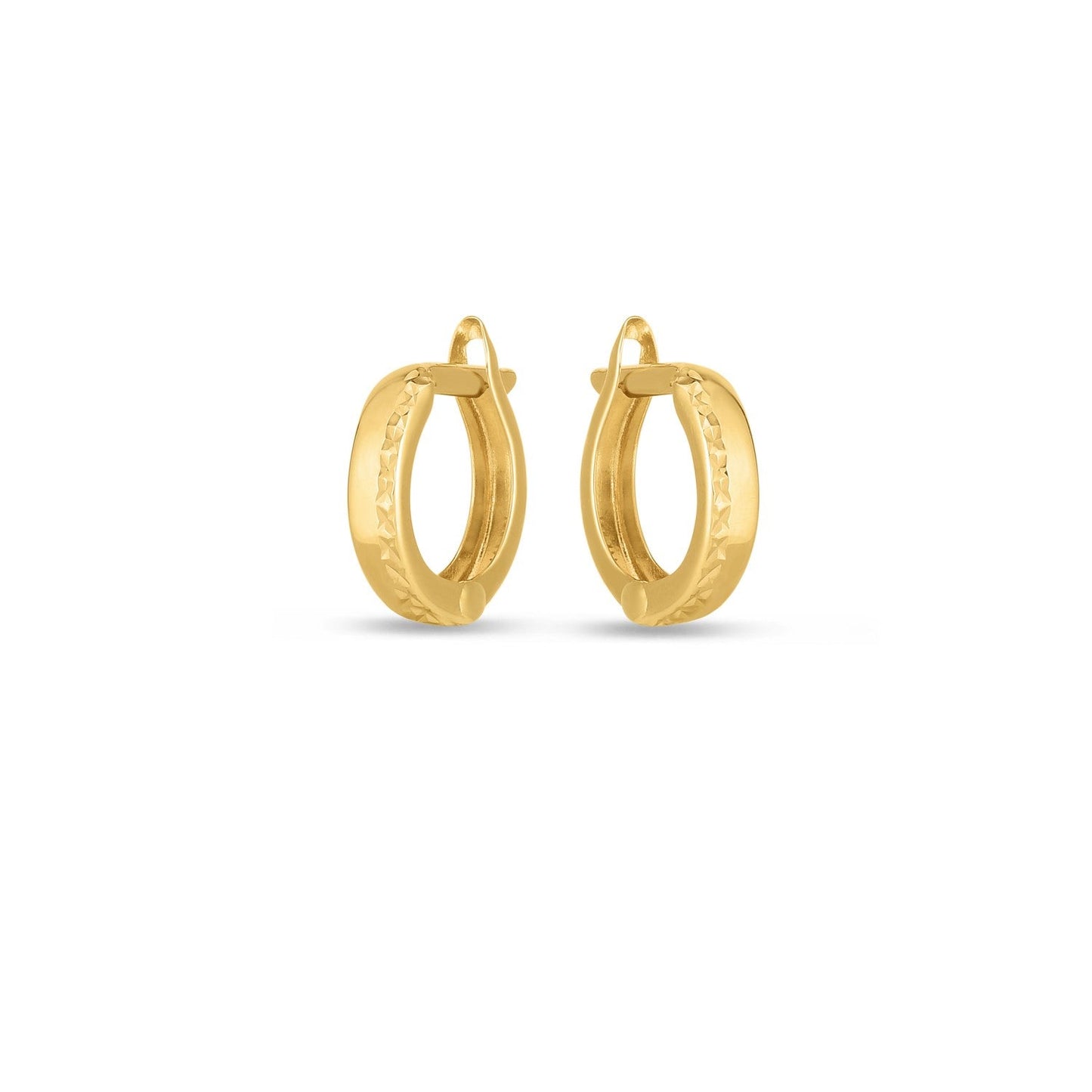 Créoles Huggie Texturées en Or Jaune 14k