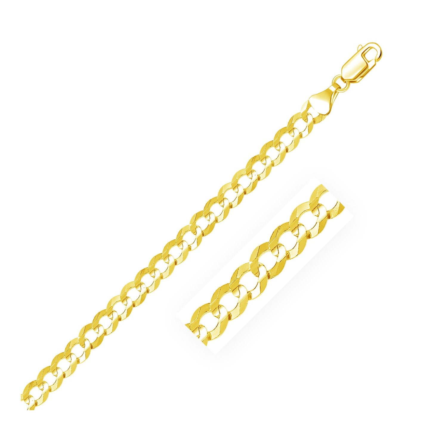 Pulsera de eslabones sólida de oro amarillo de 14k - 7.0mm de ancho
