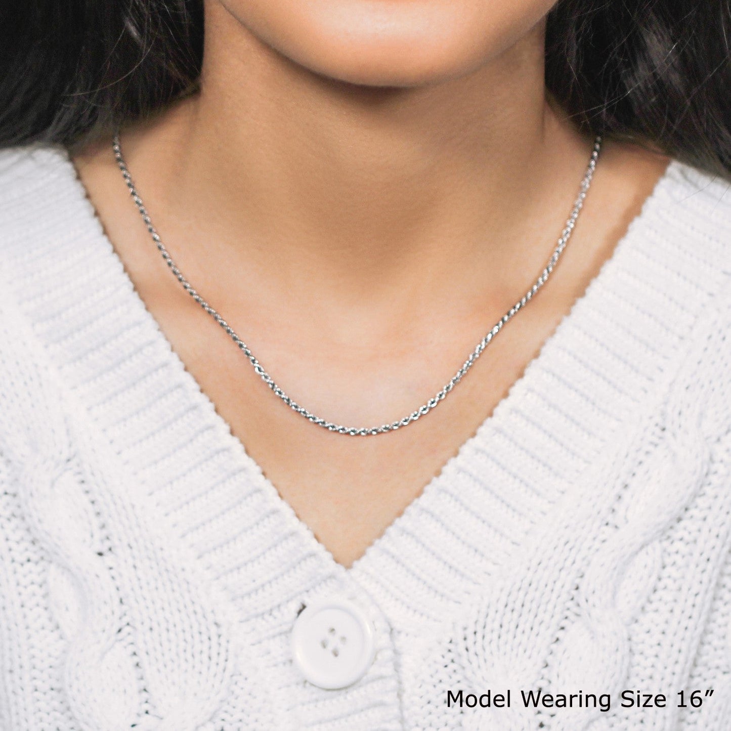 Chaîne en Argent Sterling 1,8 mm à Motif Corde Découpé