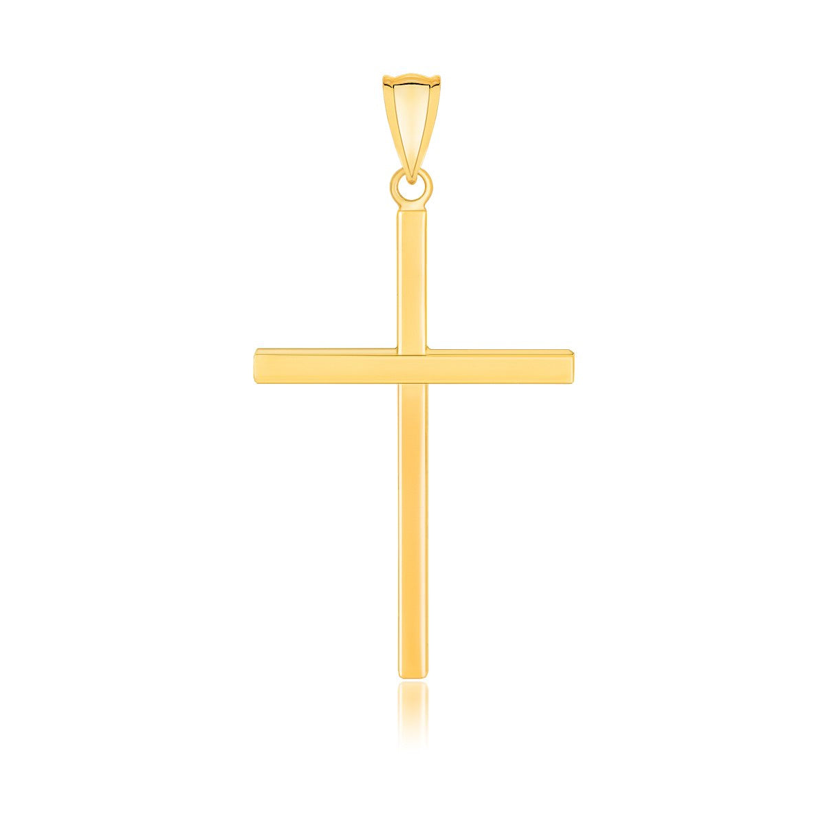 Pendentif croix plat en or jaune 14 carats poli