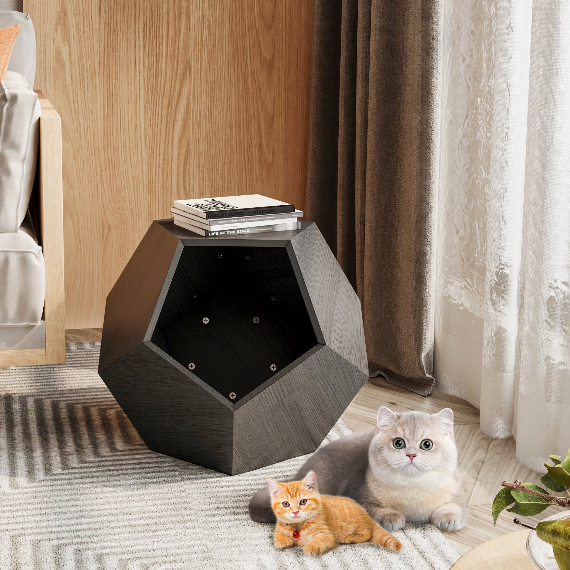 25.98'' Modern Pet Furniture Cat Litter, Sofa Side Table, Planter MDF Multifunctional Furniture, Burmese Sumac - Korvel