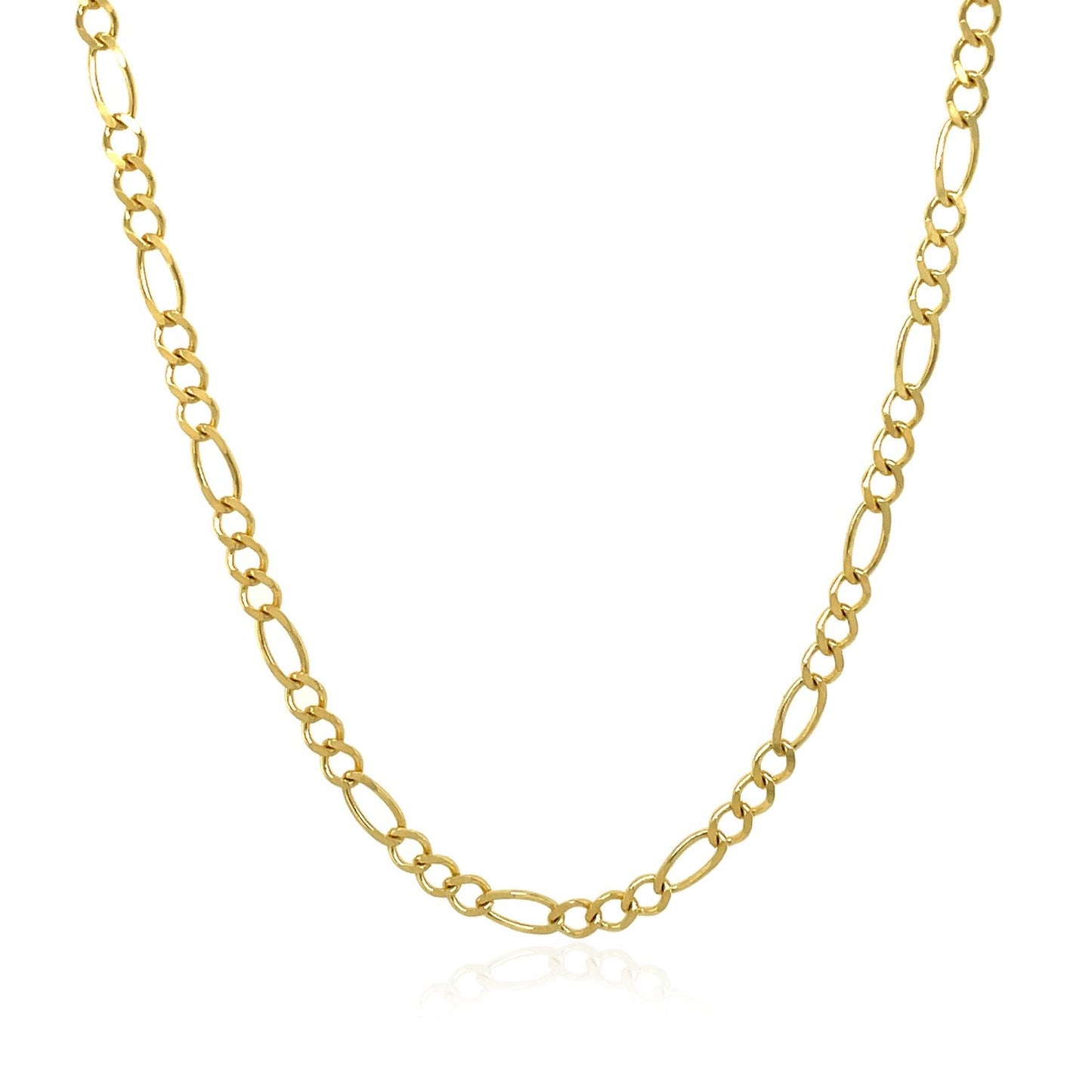 Cadena Figaro Sólida de Oro Amarillo de 10k de 3.0mm