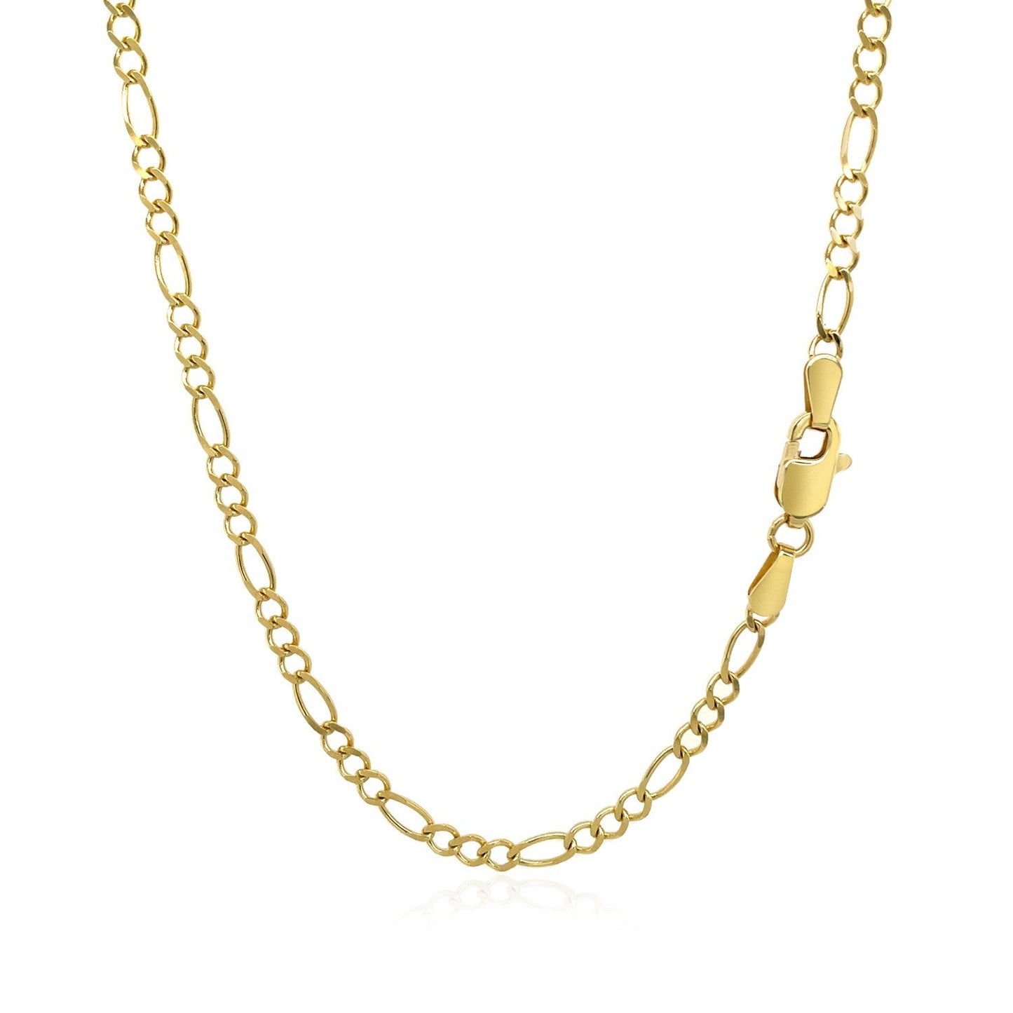 Cadena Figaro Sólida de Oro Amarillo de 10k de 3.0mm