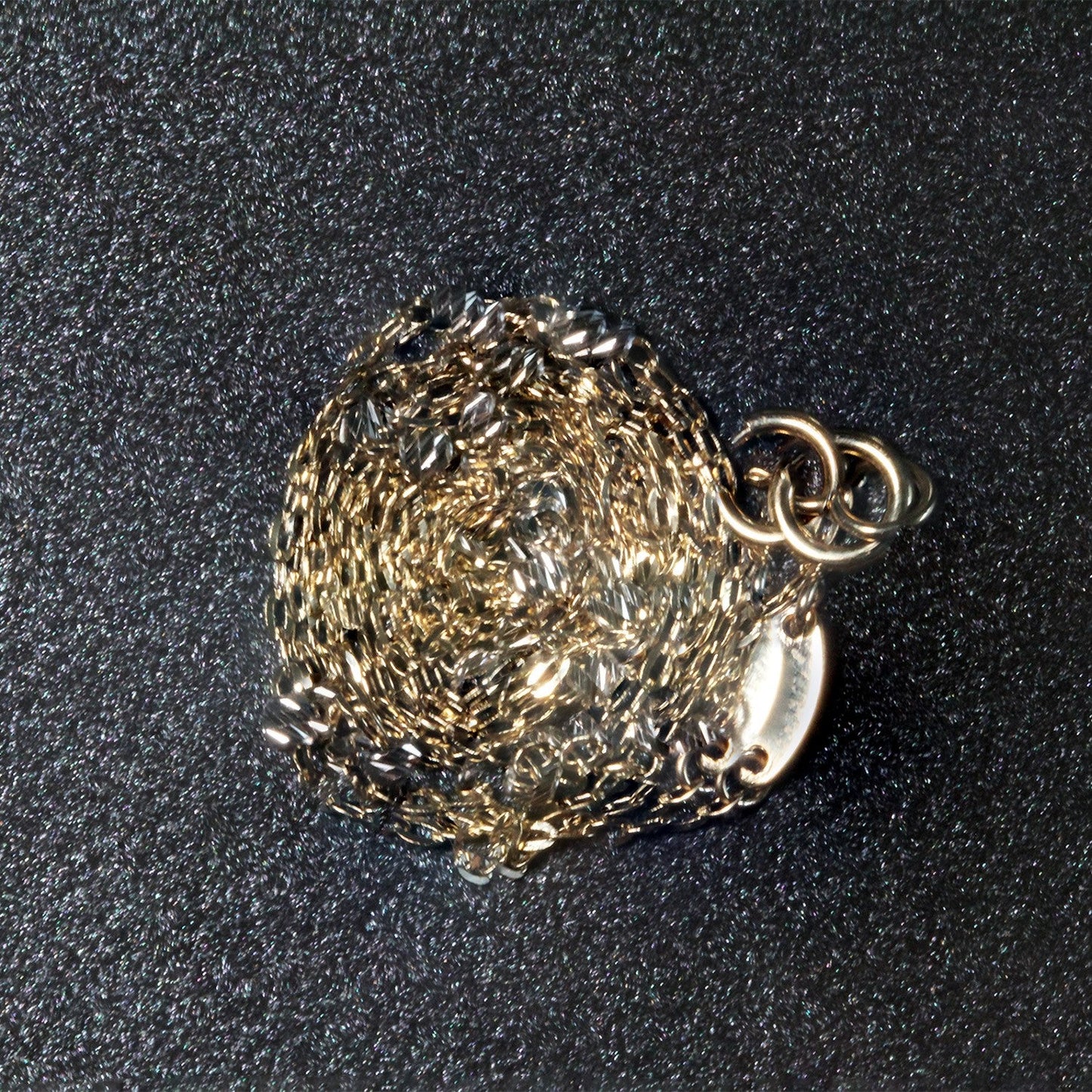 14k Two Tone Gold Diamond Cut Bead Links Pendant Chain