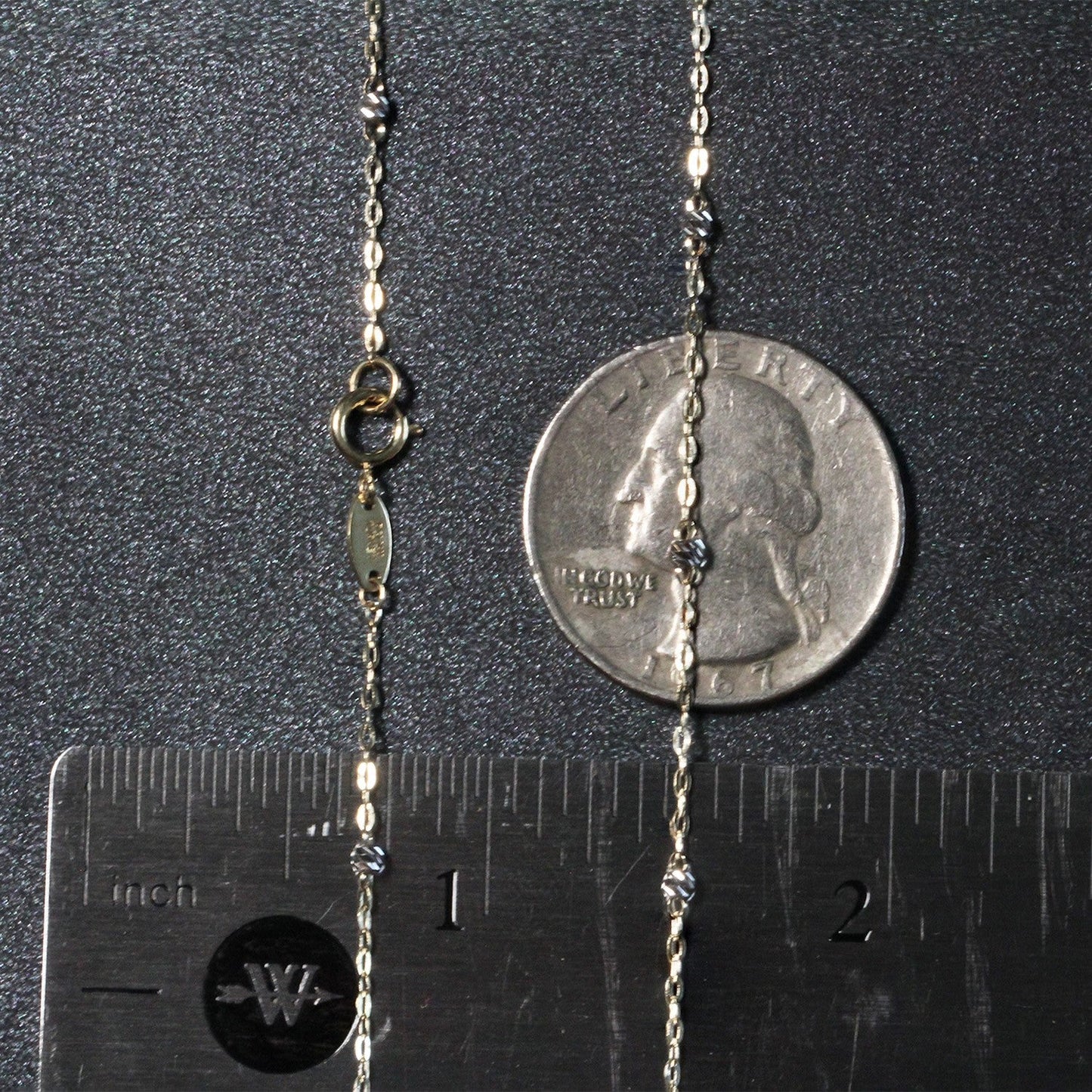 14k Two Tone Gold Diamond Cut Bead Links Pendant Chain
