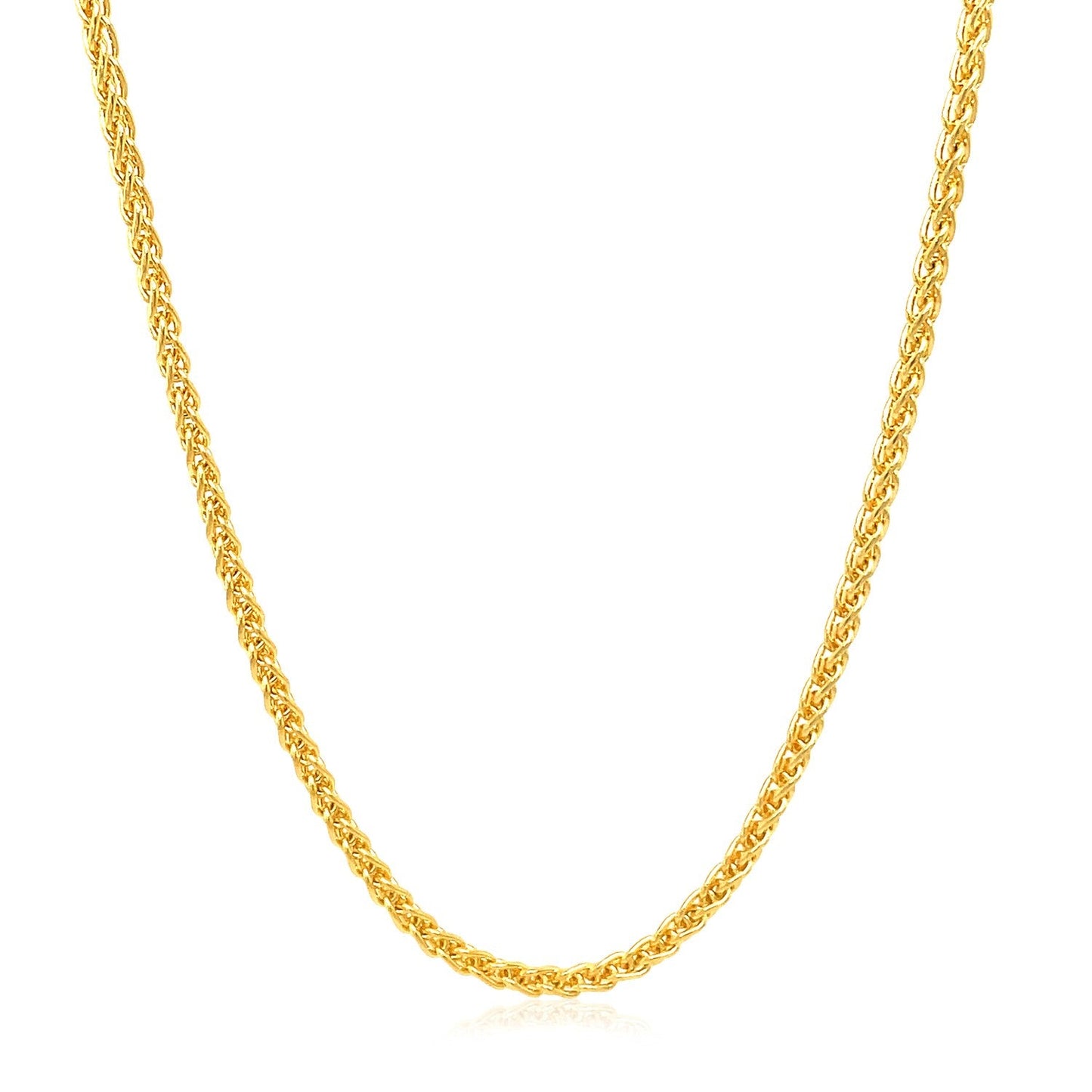 14k Yellow Gold Round Wheat Chain - 2.1mm