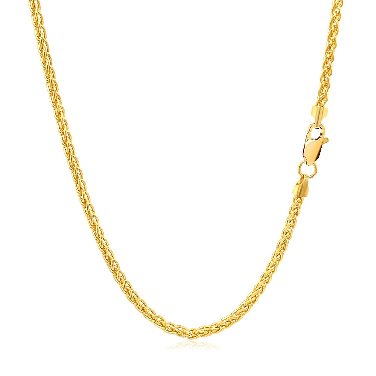 14k Yellow Gold Round Wheat Chain - 2.1mm