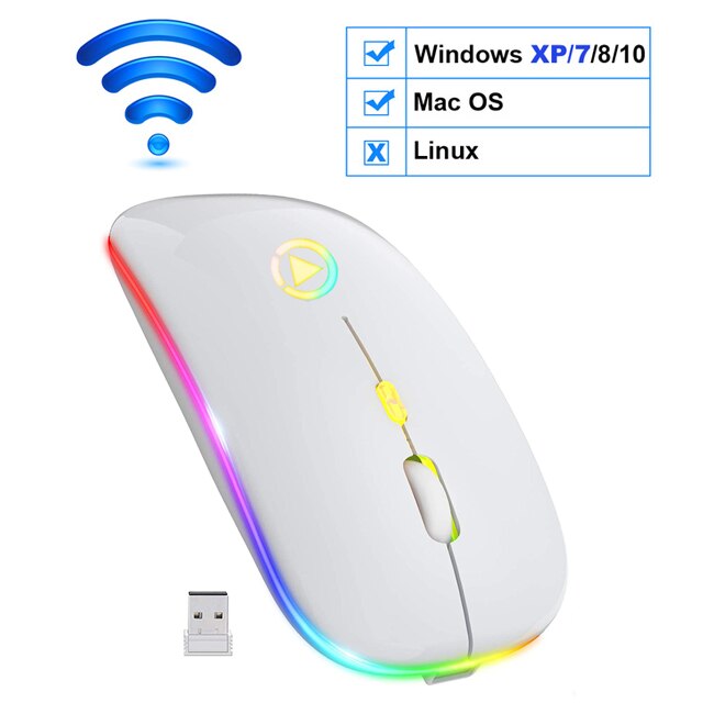Wireless Mouse Bluetooth RGB Rechargeable Mouse Wireless Computer Silent Mause LED Backlit Ergonomic Gaming Mouse For PC Laptop - Korvel