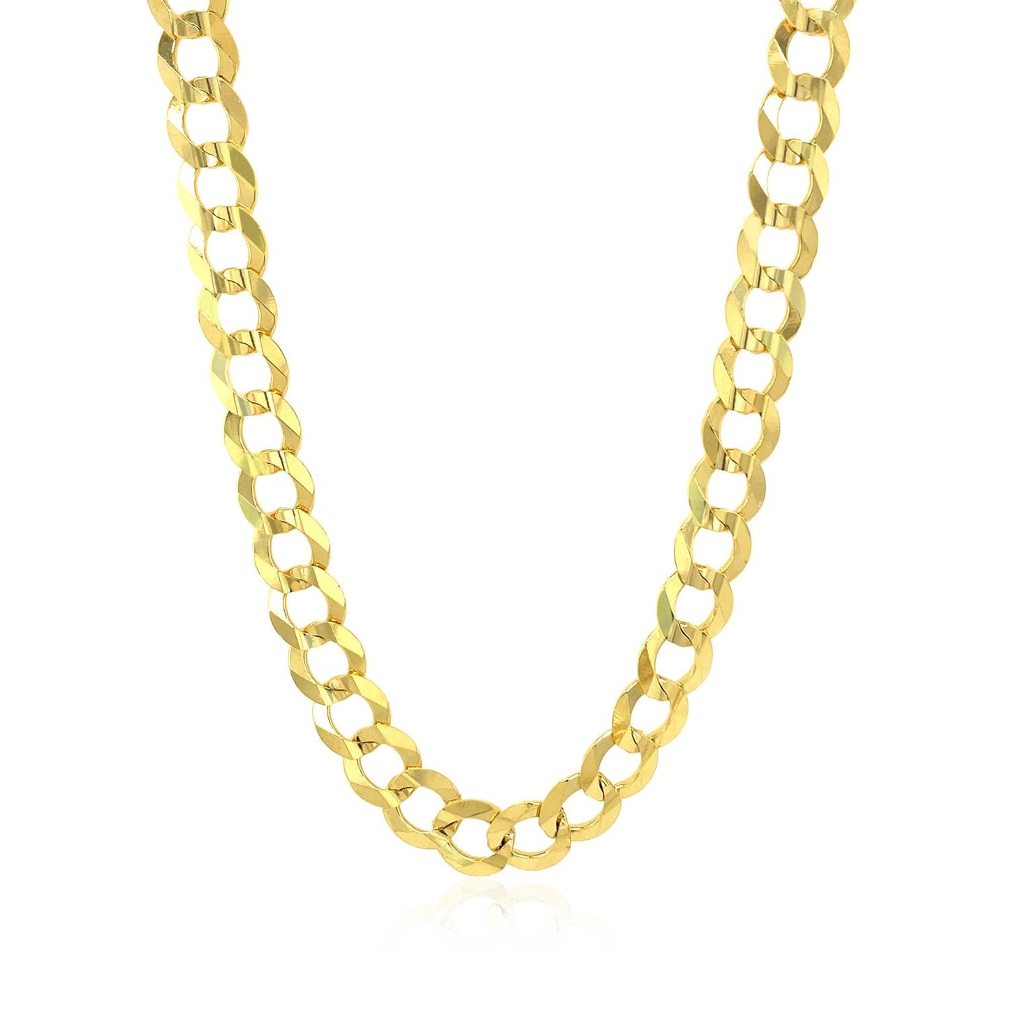 7.0mm 14k Yellow Gold Solid Curb Chain Necklace