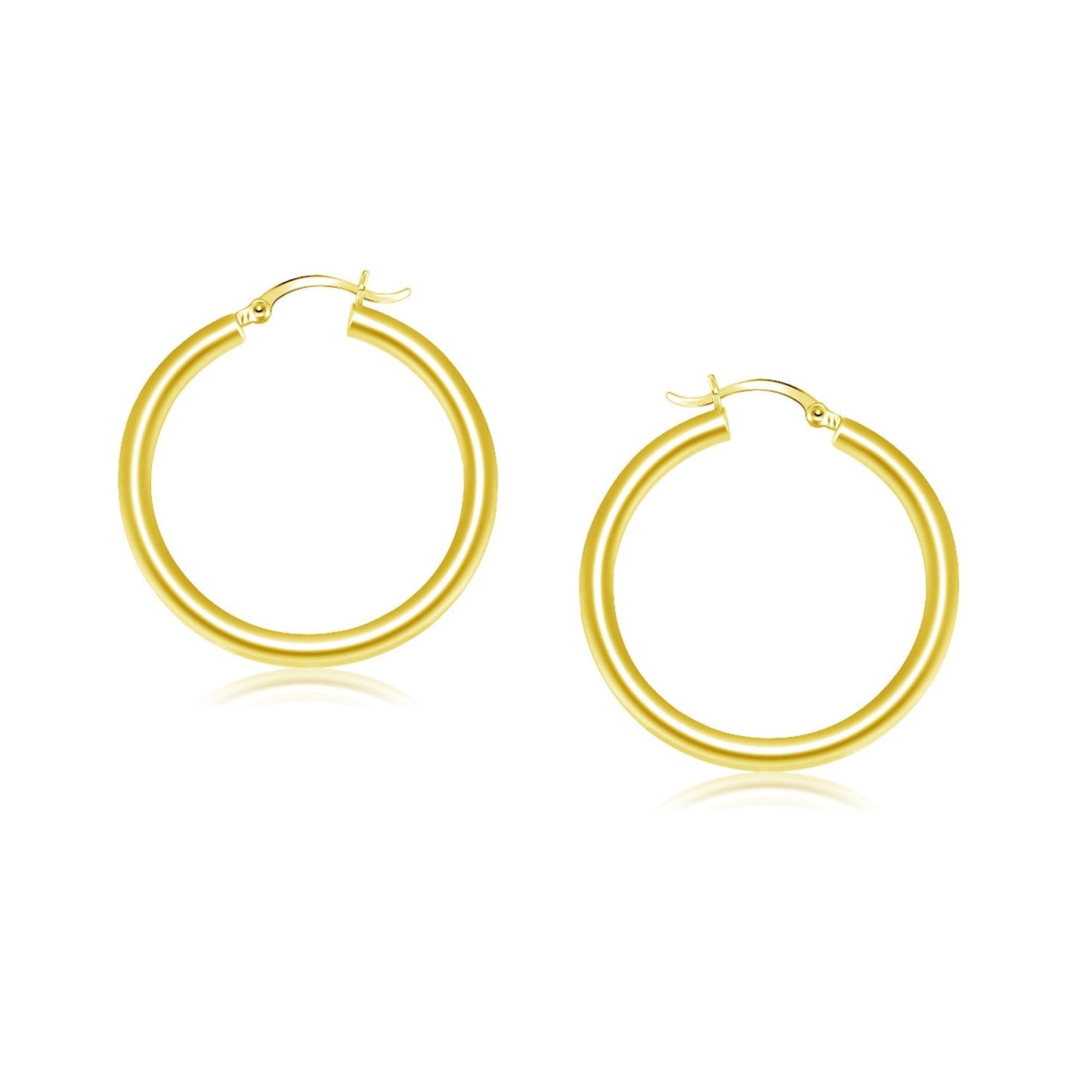 14k Yellow Gold Polished Hoop Earrings - 25 mm