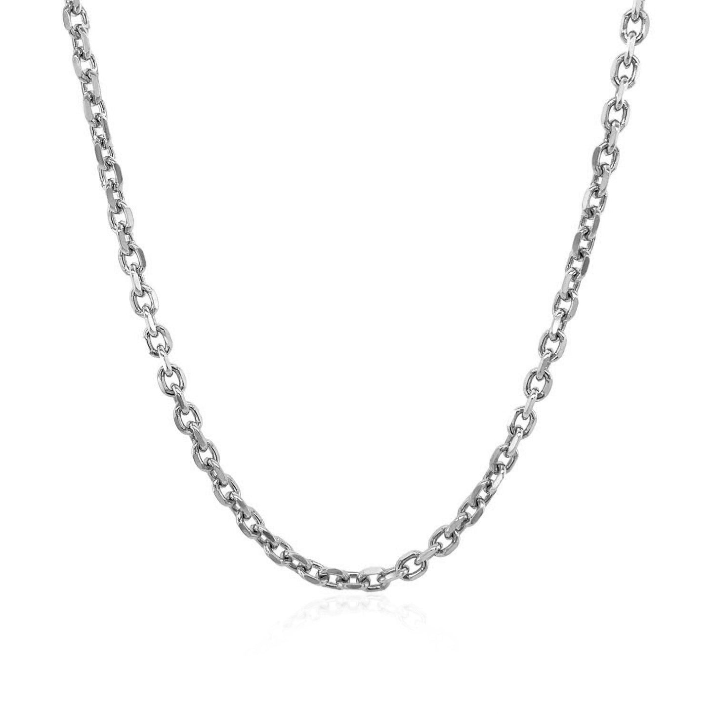 14k White Gold Diamond Cut Cable Link Chain - 2.3mm