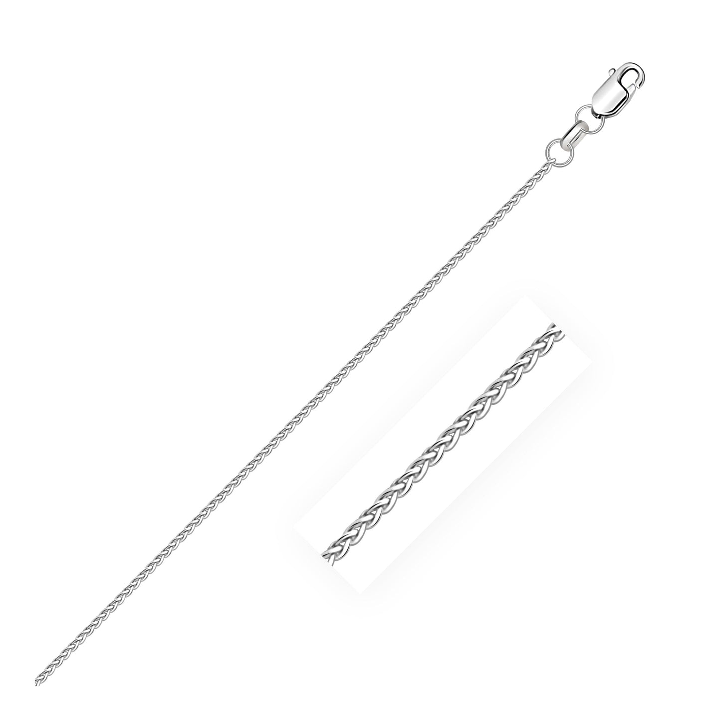 14k White Gold Diamond Cut Round Wheat Chain - 1.2mm
