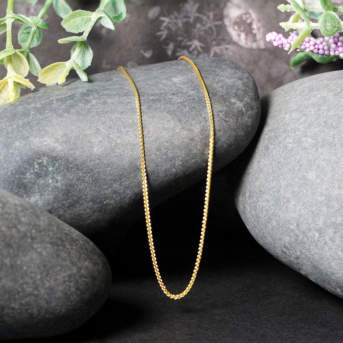 Chaîne en Or Jaune 14k en Blé Ronde - 1,0 mm