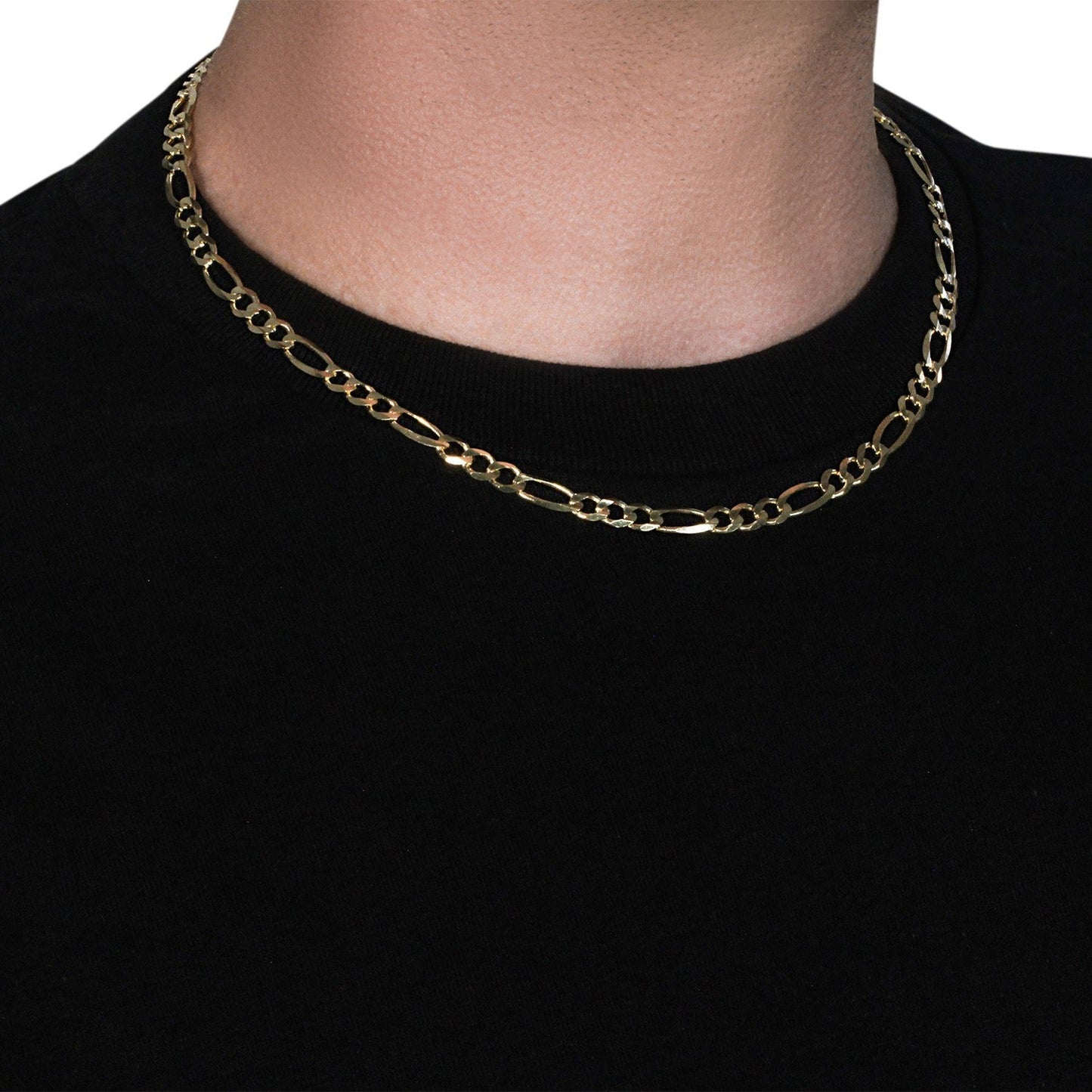 10K Yellow Gold Solid Figaro Chain - 5.30 mm