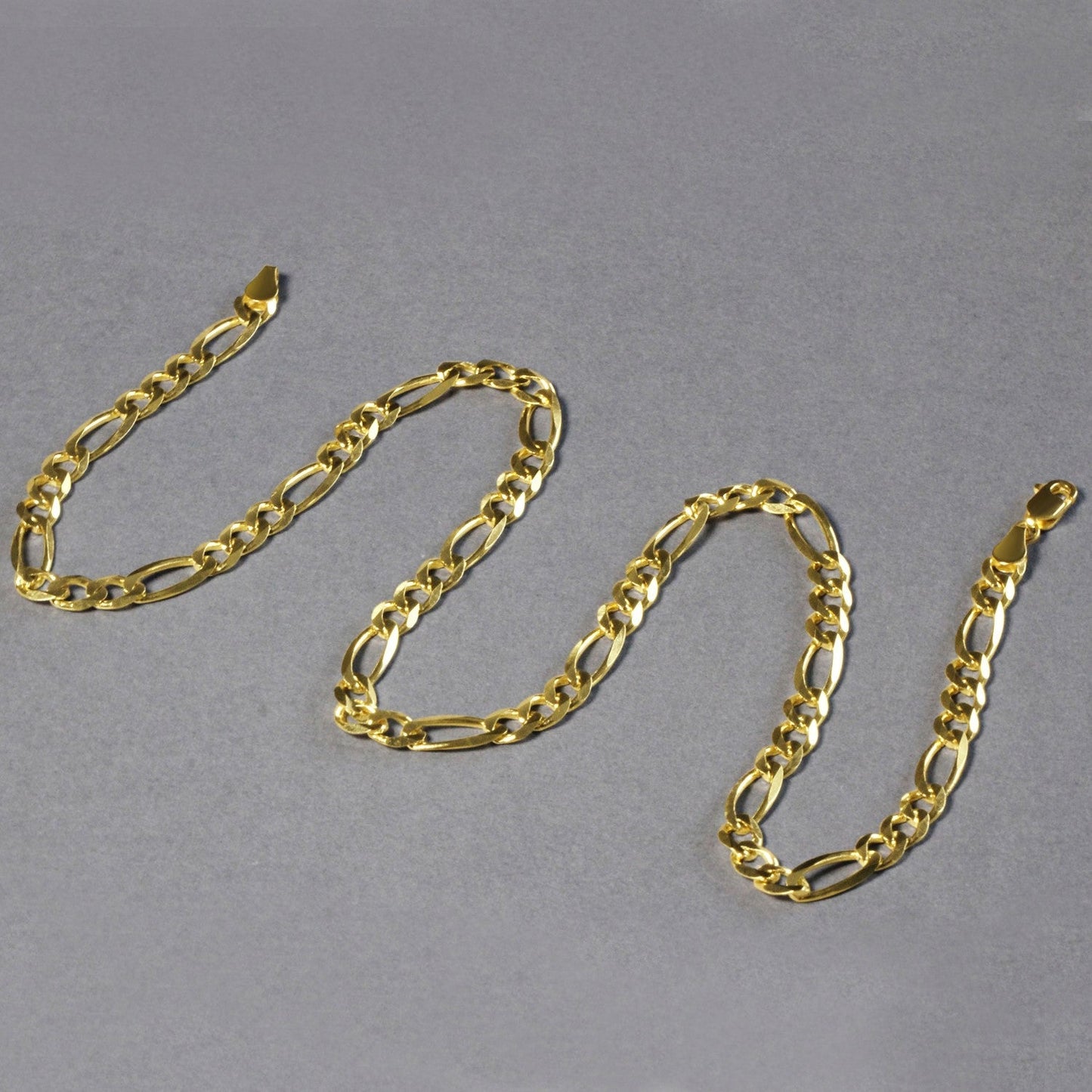 10K Yellow Gold Solid Figaro Chain - 5.30 mm