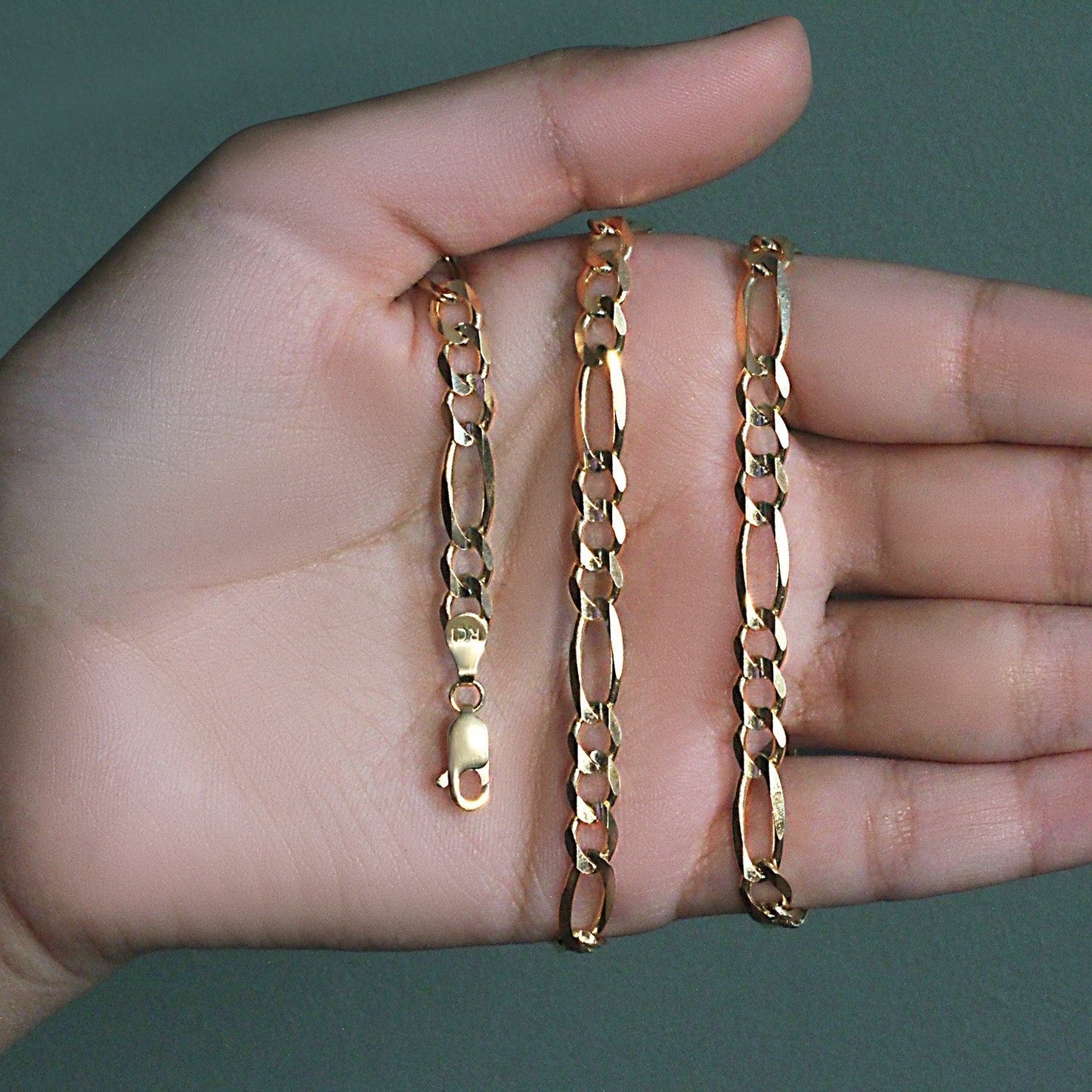10K Yellow Gold Solid Figaro Chain - 5.30 mm