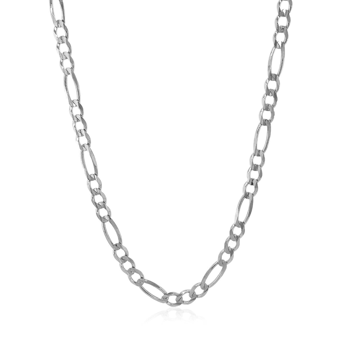 Cadena Figaro Sólida de Oro Blanco de 14k - 3.8mm de Ancho
