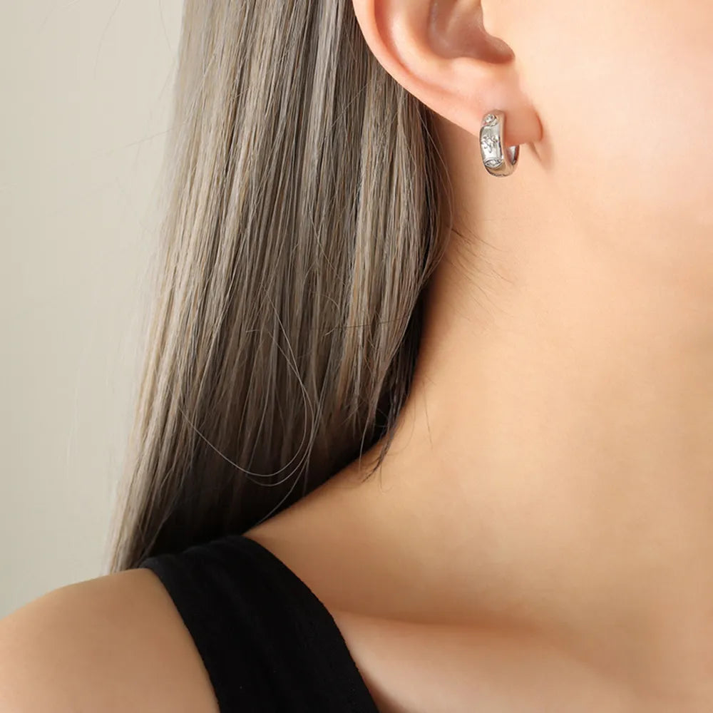 Zircon Titanium Steel Huggie Earrings - Korvel