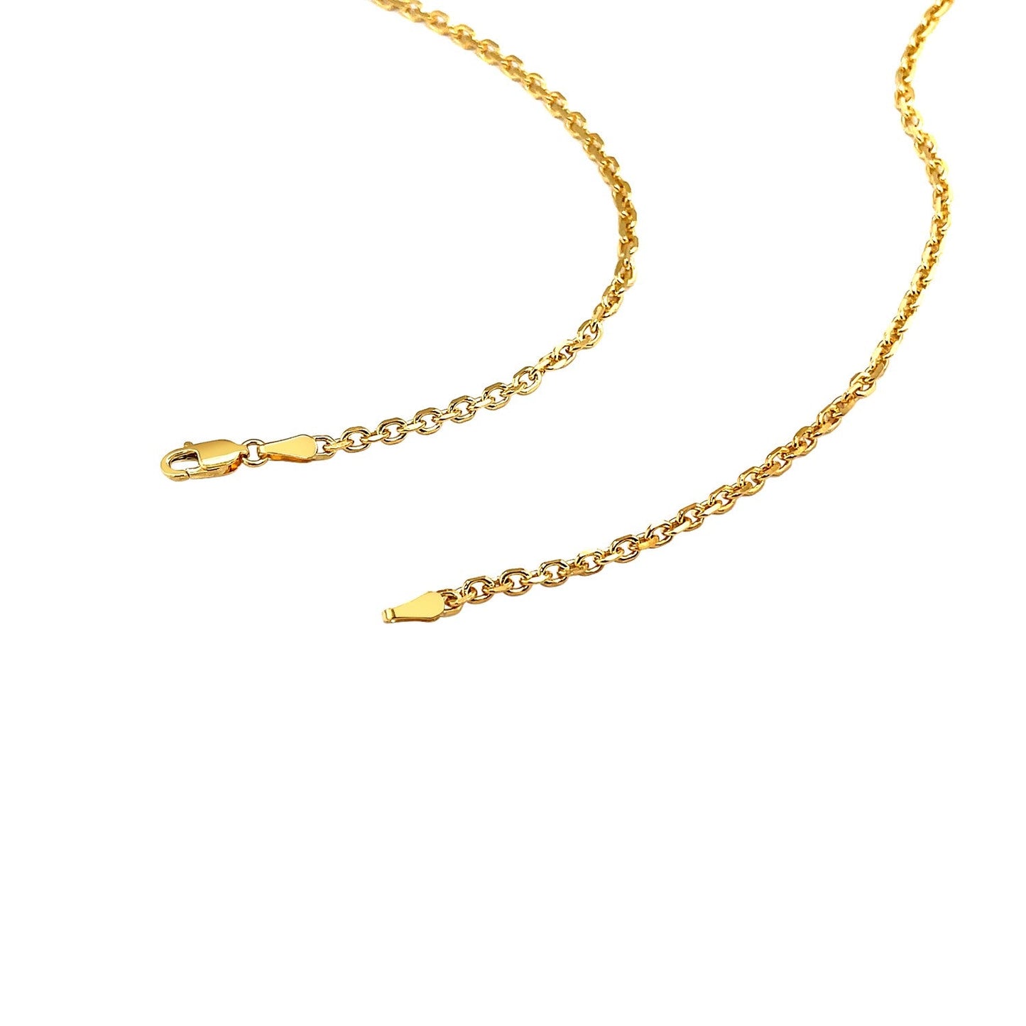 Chaîne en or jaune 14k avec maillons en câble et finition diamantée - 2,6 mm