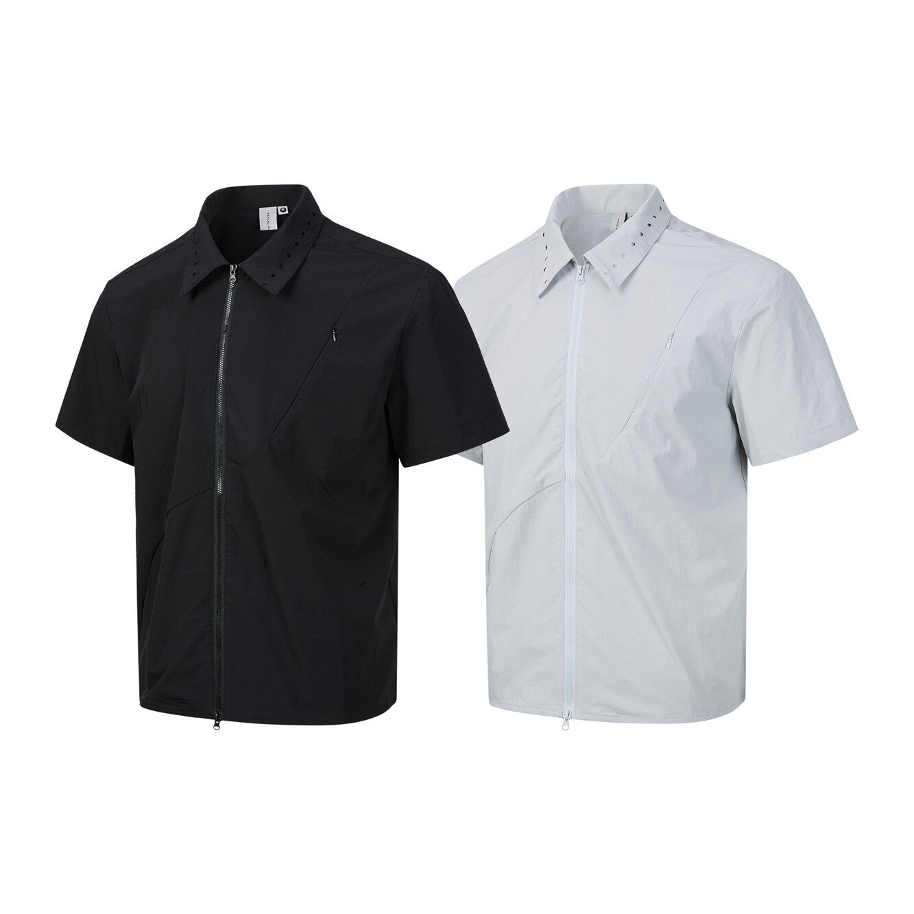 Zipper short sleeved shirt men's loose solid color shirt - Korvel