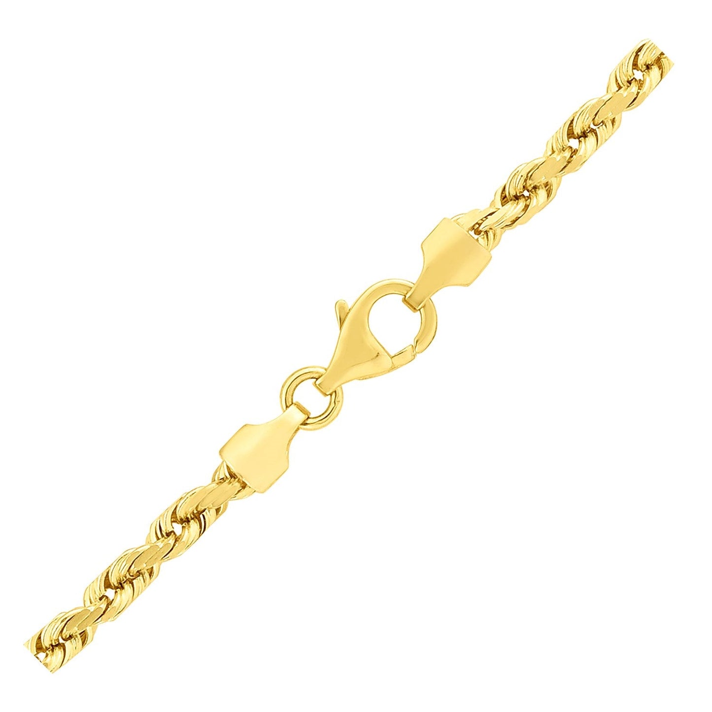 Collar de Cadena de Cuerda Cortada de Diamante de Oro Amarillo de 14k de 3.5mm