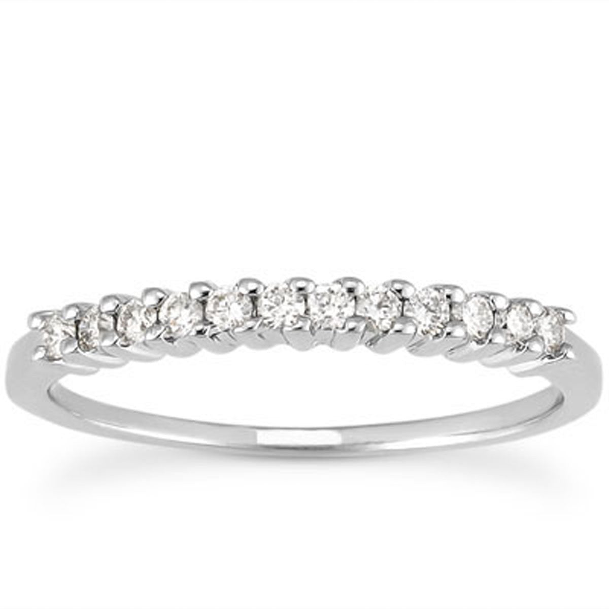 14k White Gold Shared Prong Diamond Wedding Ring Band