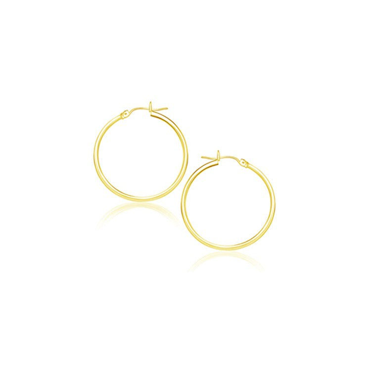 14k Yellow Gold Polished Hoop Earrings - 20 mm