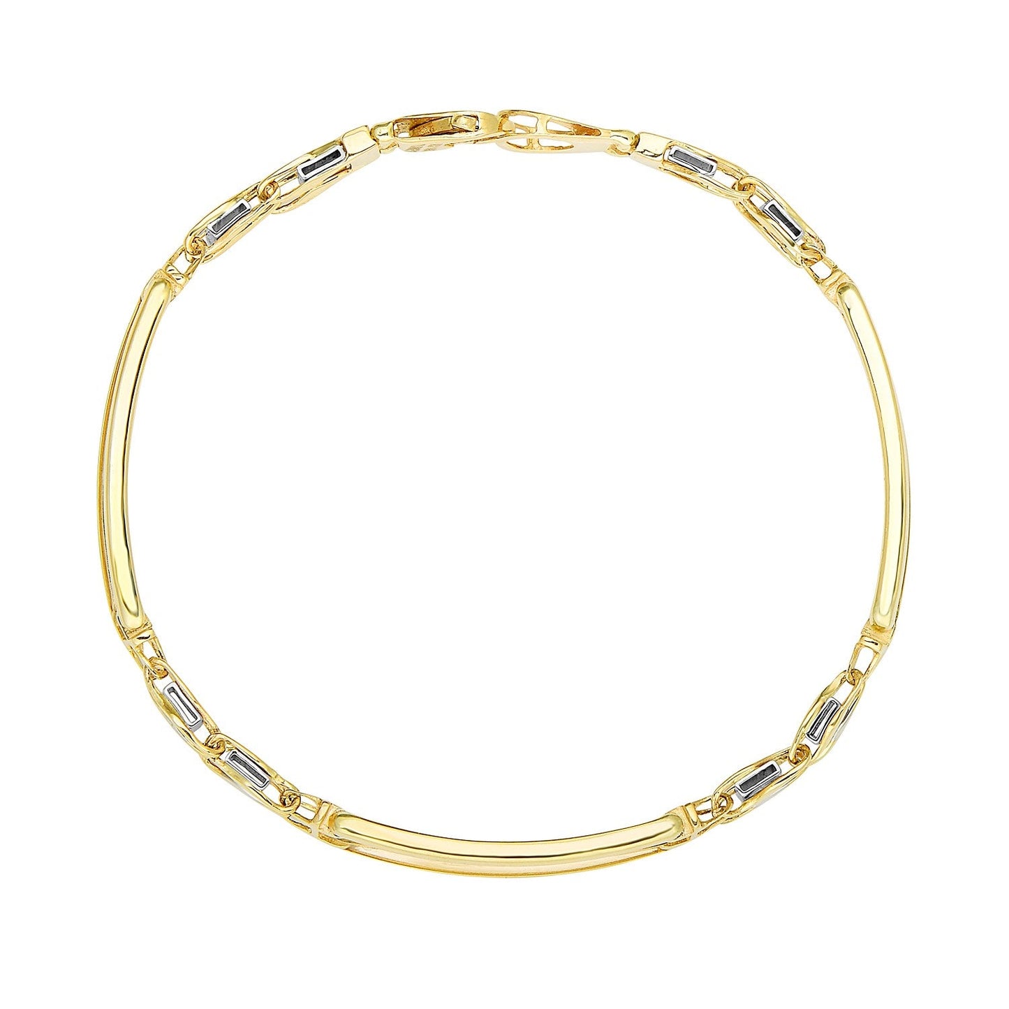 14k Two-Tone Gold Fancy Bar Style Men's Bracelet