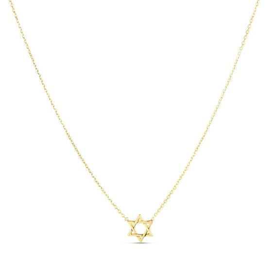 Collier Étoile de David en Or Jaune 14k