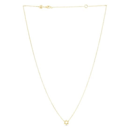 Collier Étoile de David en Or Jaune 14k