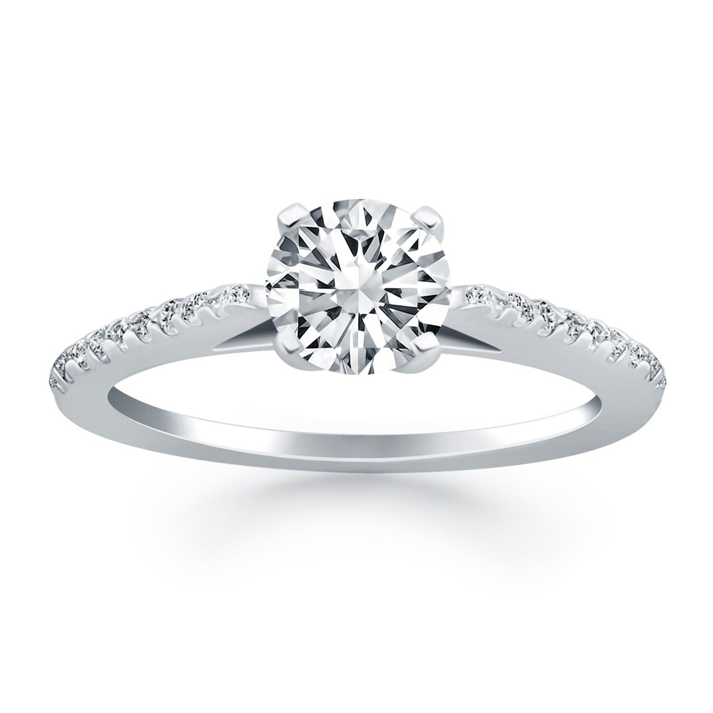 Bague de fiançailles en or blanc 14k avec diamants micro sertis en cathédrale