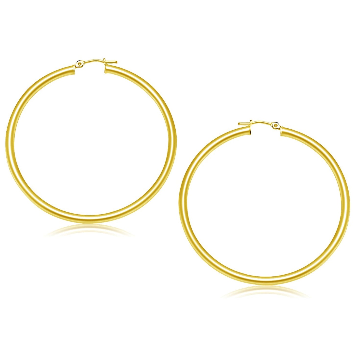 14k Yellow Gold Polished Hoop Earrings - 50 mm